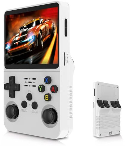 Console de Jeux,R36s Console de Jeu Portable, Carte TF 128 Go, Console de Jeu Portable rétro IPS 3,5 Pouces avec Batterie 3500 mAh (128G)