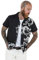 Joe Browns Men's Fashion Embroidered Dragon Short Sleeve Revere Collar Shirt, Regular Fit, Black, L