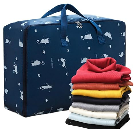 XIAOXIAOYU Sacs de rangement pour couettes, housses de couettes, sacs à fermeture éclair pliables et étanches pour un rangement peu encombrant des vêtements, couvertures, draps et linge de lit