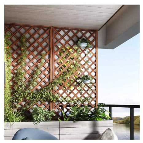 Dekorativer Holzzaun-Sichtschutz für den Außenbereich, freistehende Sichtschutz-Trennwand, Garten, Klettergerüst, karbonisiertes Holzgitter, Präsentationsständer (30 x 90 cm), ideal für Garten