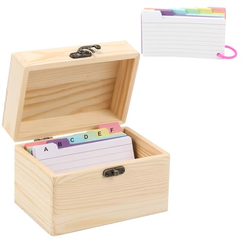 BlyeMichdi Scatola per Flashcards con 150 Cartoncini Colorati A6, Scatola per Schede di Indice, Adatta per Viaggiare, Appunti Didattici, Ricette o Schede Flash, Dimensioni interne 13,5 x 8,5 x 9 cm