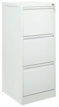 The Workplace Depot Filing Cabinet – Lockable 2, 3 or 4 Drawer Steel Storage Unit in Black, White or Grey with Adjustable Hanging Rails, Space-Saving Organiser for Home & Office (White, 3 Drawer)