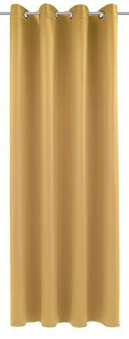 Sehlbach Tenda pronta per l'uso con occhielli, Dimout uni, Giallo, 140 x 245 cm, A risparmio energetico in inverno, Termoresistente in estate, Opaca, Certificazione Oeko-Tex, Facile da montare