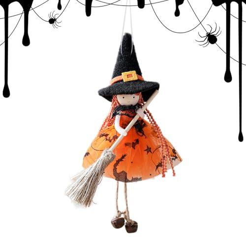 Hiemible Muñeca Bruja de Cocina,Adorno Colgante de Muñeca de Bruja - Figura Coleccionable de Decoración Colgante Escalofriante para Interior Exterior Jardín Pared Ventana Hogar