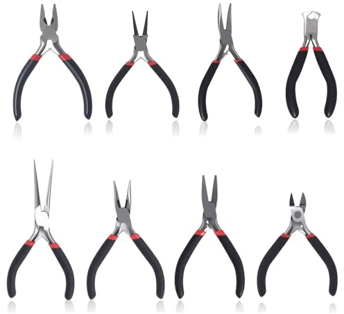Pmueuff 8 Stück Schmuckzangen Set, Mini Zangen Set mit Tasche, Modellbau Zange,Feinmechaniker Zangen Set für Die Herstellung Von Schmuck, Heimwerker, Profis, Diy, Reparaturen