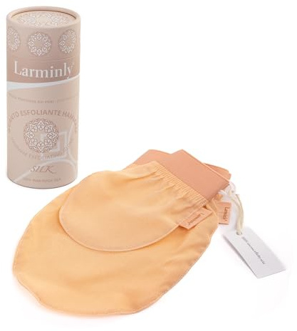 Larminly Guanto Esfoliante Corpo in Fibra di Viscosa Effetto Seta Scrub Delicato ma Profondo Pelle Morbida e Luminosa Rimuove Cellule Morte e Impurità. Confezione elegante