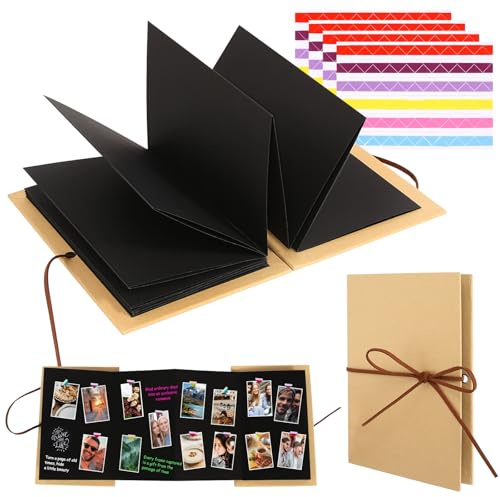 5 tums fotoalbum liten, 2 stycken, 17,5 x 11,5 cm, svart liten fotobok för egendesign med 4 klistermärken, gör-det-själv klippbok, minnesbok, kan användas som avslutning, gåva, alla hjärtans dag