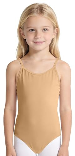 ZUIMEIHQH Nude Leotard, Ballet Leotard for Girls Dance Bodysuit with Adjustable Clear Straps, Seamless Undergarment Gymnastics Leotards for Girls (L)