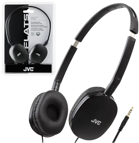 JVC Flats On-Ear Wired Headphones - Flat Foldable Design - 30mm Driver for Powerful Sound - Soft Ear-Pads for Comfort – Steel Headband - Lightweight & Portable - PC/Laptop/Gaming - 3.5mm Slim Plug