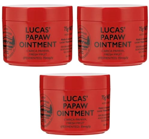Lucas Papaw Ointment 75g Jar — 3 Pack — Fermented Papaya Multipurpose Skin Balm for Dry Skin, Cracked Heels and Everyday Care, Made in Australia