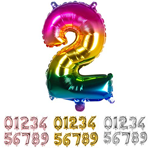 Boland Mylar numéro de ballon '2' (36cm), multicolore