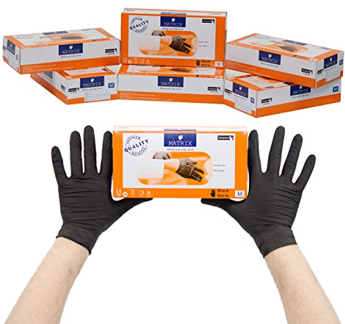 200 Stück M Einweghandschuhe Einmalhandschuhe | Nitril Handschuhe Gummihandschuhe Einweg Handschuhe | Puderfrei Latexfrei Nitrilhandschuhe (M, Schwarz, 200)
