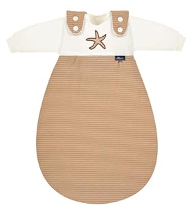 Alvi Baby Mäxchen Lot de 3 gigoteuses originales, sac de couchage extérieur et deux sacs intérieurs, sac de couchage pour enfants, respirant toute l'année, Gots Starfish, 80-86