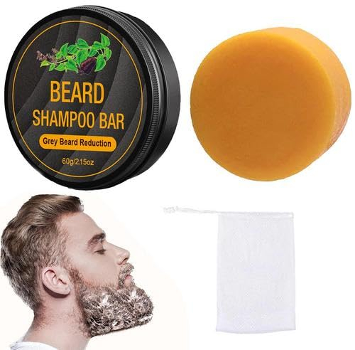 Bartfärbeseife Für Männer, Multiflorum Shampoo-Riegel Zur Entfernung Von Weißgrauem Bart, Bartpflege Für Männer Sorgt Für Das Aussehen Eines Dickeren, Volleren Bartes