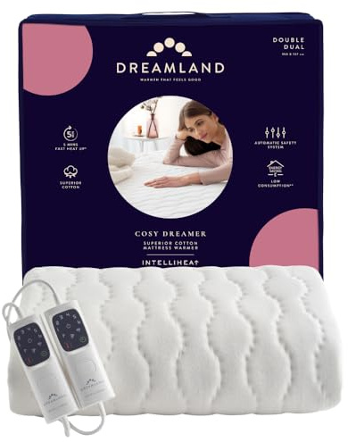 Dreamland Cosy Dreamer Electric Blanket - Heated Underblanket with Italian Cotton, Intelliheat Technology, 6 Heat Settings, Overheat Protection & Machine Washable, Timer, 150 x 137cm - Double Size