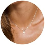 Foxgirl Initial Necklaces for Women-Dainty Silver Letter Necklace Simple A-Z Necklace Simple Cute Personalized Monogram Name Jewelry Gift for Women