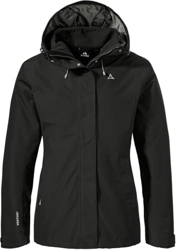 Schöffel Damen 3in1 Jacket Style Okere WMS, wasserdichte, atmungsaktive Outdoorjacke mit herausnehmbarer Fleecejacke, warme 3in1 Jacke mit verstellbarer Kapuze, black, 40