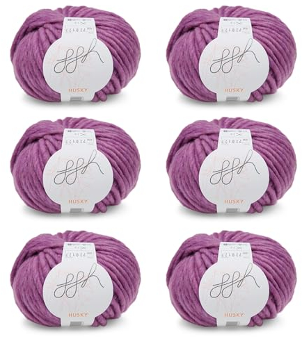 ggh Husky Box - 6 Knäuel - dicke Wolle aus Schurwolle - gegeignet zum Stricken oder Häkeln - Farbe 056 - Orchidee