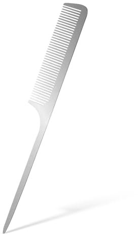 MOZEAT LENS Metal Rat Tail Comb Stainless Steel Hair Comb with Parting Tip for Hair Stylist Women Men