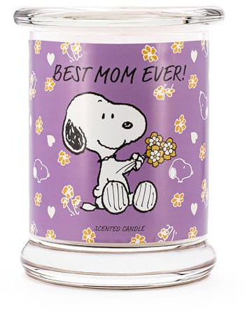 Peanuts Duftkerze im Glas | Duftkerze Best Mom Ever | Geschenke für Mama | Duftkerze Fruchtig | Deko für Zuhause | Kerze im Glas mit hoher Brenndauer bis zu 50h