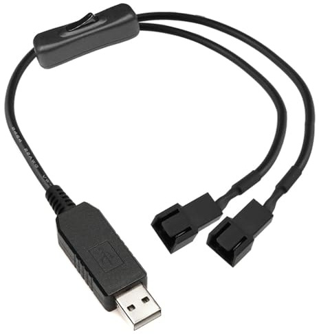 Gebildet Full Speed 12V Voltage Step-Up USB till Dual 3-Pin och 4-Pin PC Fläkt Sleeved Power Adapter Kabel med Switch