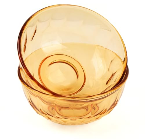Cuencos de vidrio ámbar 16,7 cm, 1 L, cuencos de vidrio premium para ensaladas, sopas, postres y aperitivos, juego de 2, aptos para horno, microondas y lavavajillas