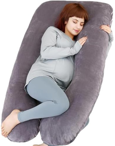 TaiBest Schwangerschaftskissen U-förmiges Ganzkörperkissen,schwangerschaftskissen zum schlafen Kann Rücken, Gesäß und Beine von schwangeren Frauen unterstützen (Polyester, Dunkelgrau)