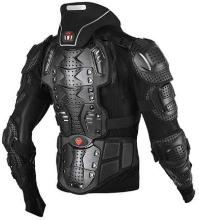 Baymate Unisexe Veste Moto Équipement De Protection De Course Veste avec Protection Dorsale GenouillèRe Respirante Gilet de Moto (Set 3-Noir,S)