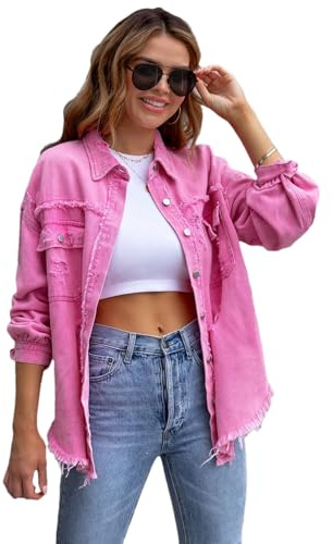 amropi Chaqueta Vaquera para Mujer Blusa Ligero Chaqueta con Bolsillos y Botones Jean Jacket