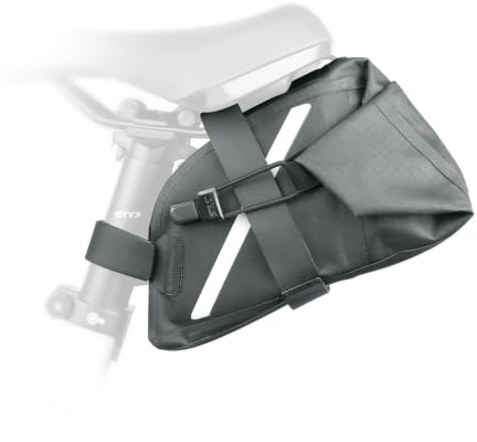 SKS GERMANY Trail Saddle Bag L sadelväska för cyklar (cykelväska, stänkvattentät, rulltopp, för berg och gravelbiker, reflekterande fästen), svart