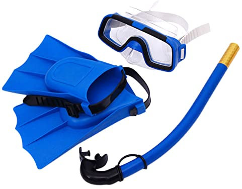 Happyyami Zubehör für Unterwassertauchen Flossen Schwimmbrille Kinderschnorchel Vollgesichts-Schnorchelmaske Gasmaske Schnorcheln schnorchel Set für schnorchel Set Blue