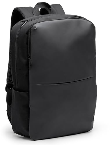 Vida Sol Mochila 14L para Portátil 15, Ergonómico y Sostenible en PU, Respaldo Acolchado, Cinta Trolley, Bolsillo Frontal, Ideal Para Uso Diario, Universidad, Trabajo y Viaje, Negro,