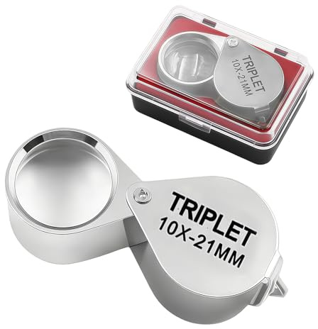 Loupe de bijoutier 10X,Loupe de Poche Pliable pour bijoutiers Bijoux Roches antiquités et Livres de journaux
