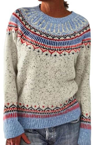 Sueter Mujer Invierno Elegante Noruega Gruesa Caliente Suéter de Manga Larga Tops Casual Sudadera Basica Ligero y Cómodos Caliente y Esponjoso Pullover Adolescentes Niña Blusas Tallas Grandes S-5XL