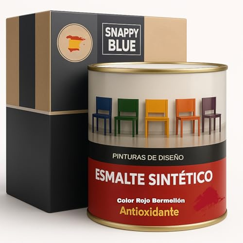 Snappy blue Esmalte Antioxidante Brillante Secado Rápido, Esmalte directo sobre óxido Interior Exterior Protege Hierro Madera Metal de Alta Adherencia Fácil Aplicación (Bermellón, 750ML)