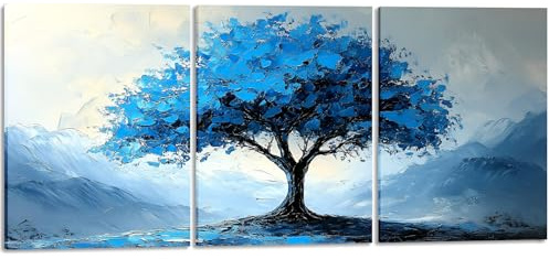 YWQQ Abstrakt livets träd väggkonst bild, färgglada trädlandskap duktryck, modern målning bilder för sovrum vardagsrum inredning (30 × 40 cm × 3 st)