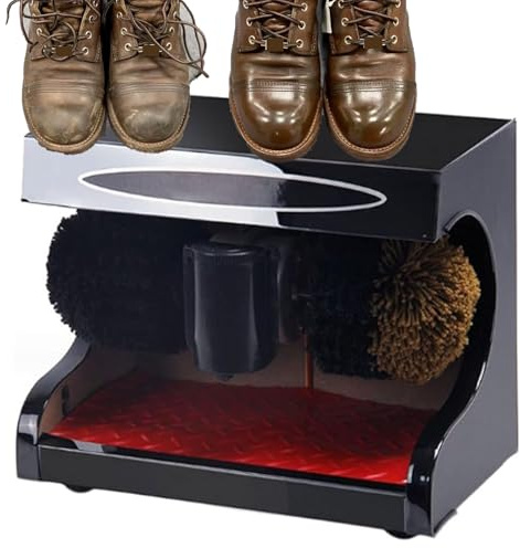 Electric Shoe Shine Machine - Automatic Polishing with Soft & Stiff Brushes, Dust Removal, Oiling, and Rubber Anti-Slip Feet for Home & Office