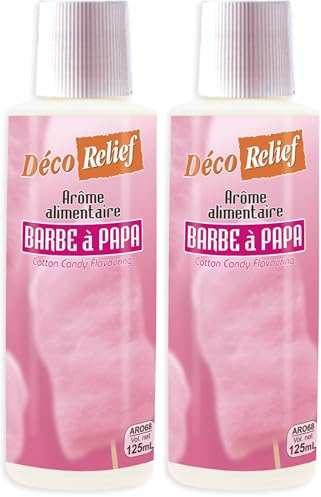 Déco Relief - Arôme Liquide Barbe à Papa 125 ml - Arôme Alimentaire Pâtisserie & Yaourtière - Pour Gâteaux, Pâtisseries, Yaourts - Arôme Concentré - Barbe à Papa Fraise - ARO68. (Lot de 2)