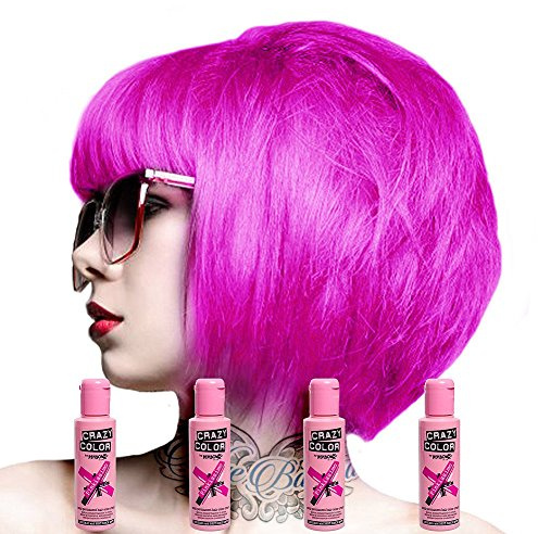 Crazy Color Renbow Lot de 4 tubes de crème colorante de soin pour les cheveux 100 ml (Pinkissimo)