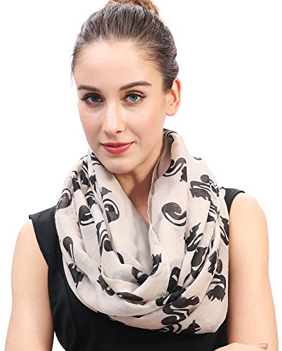 Lina & Lily tubhalsduk loop sjal med tryck av ekorrar (Beige & svart)