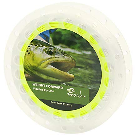 Croch Weight Forward Fliegenschnur WF 3F 4F 5F 6F 7F 8F 30,5 m (fluoreszierendes Gelb) + Stützschnur + 2,7 m Vorfach