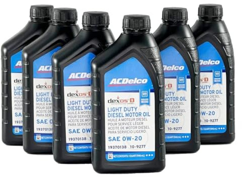 ACDelco GM Original Equipment 10-9277 (19370138) dexosD™ 0W-20 Diesel Motor Oil - 1 qt (Pack of 6)