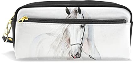 Mnsruu Trousse à crayons Cheval Blanc - Grande capacité - Trousse à stylos ou maquillage avec compartiments pour filles et garçons, multicolore, Taille unique, Organiseur de sac