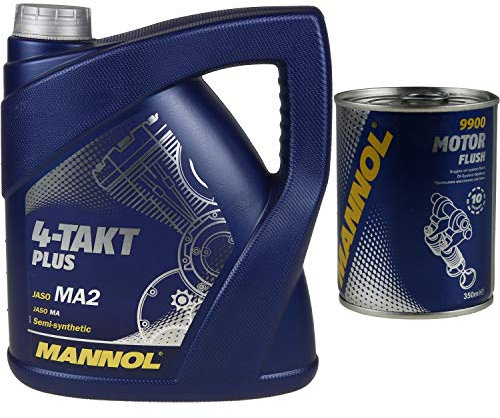 4L MANNOL 4-Takt Plus 10W-40 API SL JASO MA2 Öl Motorspülung Motor Flush