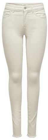 Only Women's ONLBLUSH MID SK AK RW DNM DOT019 15218655, Ecru, S / 32L