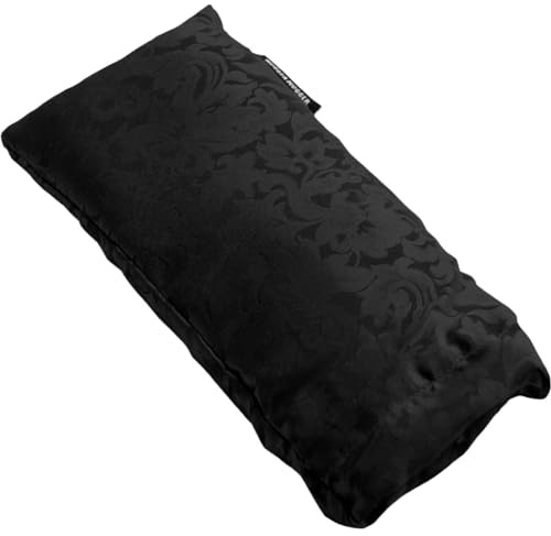 Hugger Mugger Silk Eye Pillow with Flaxseed Filling - Black Teal - Organic Flaxseed Filling, Scent-Free Relaxation, Light Weight, Chill in Freezer, Washable Cover