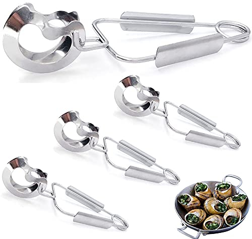 4 Pezzi Pinza per Lumache, Pinze da Forno per Insalata, Pinza per Cibo da Cucina, Pinza er Insalata in Acciaio Inossidabile, Pinza per Lumache Testa Cava Antiscottatura, per Casa, Cucina Ristorante
