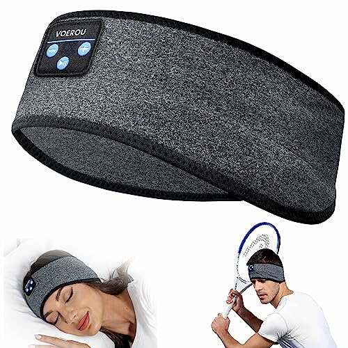 Voerou Sömnhörlurar Bluetooth-huvudband, bekväma trådlösa hörlurar, sovhörlurar med stereohögtalare - Coola tekniska presenter för män kvinnor, perfekt för träning, löpning, yoga, resor