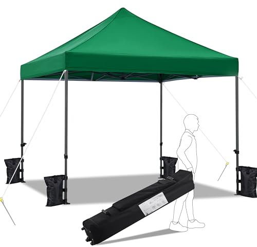 Yaheetech Gazebo Pieghevole Impermeabile 3x3 M, Tendone da Sole Ombreggiante per Giardino Terrazzo Esterno Eventi Feste, in Acciaio Robusto Telescopico da 227 a 245 cm con Borsa, a Ruote, Verde