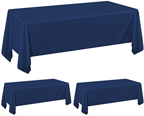 Pesonlook 2 Paquetes de Manteles Azul Marino para Mesas Rectangulares de 6 Pies 153×260 cm Mantel Rectangular de Tela de Poliéster Lavable para Recepción de Boda Banquete Fiesta Restaurante